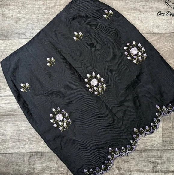 B.Moss Silk Embroidered Mini Skirt - Picture 1 of 5